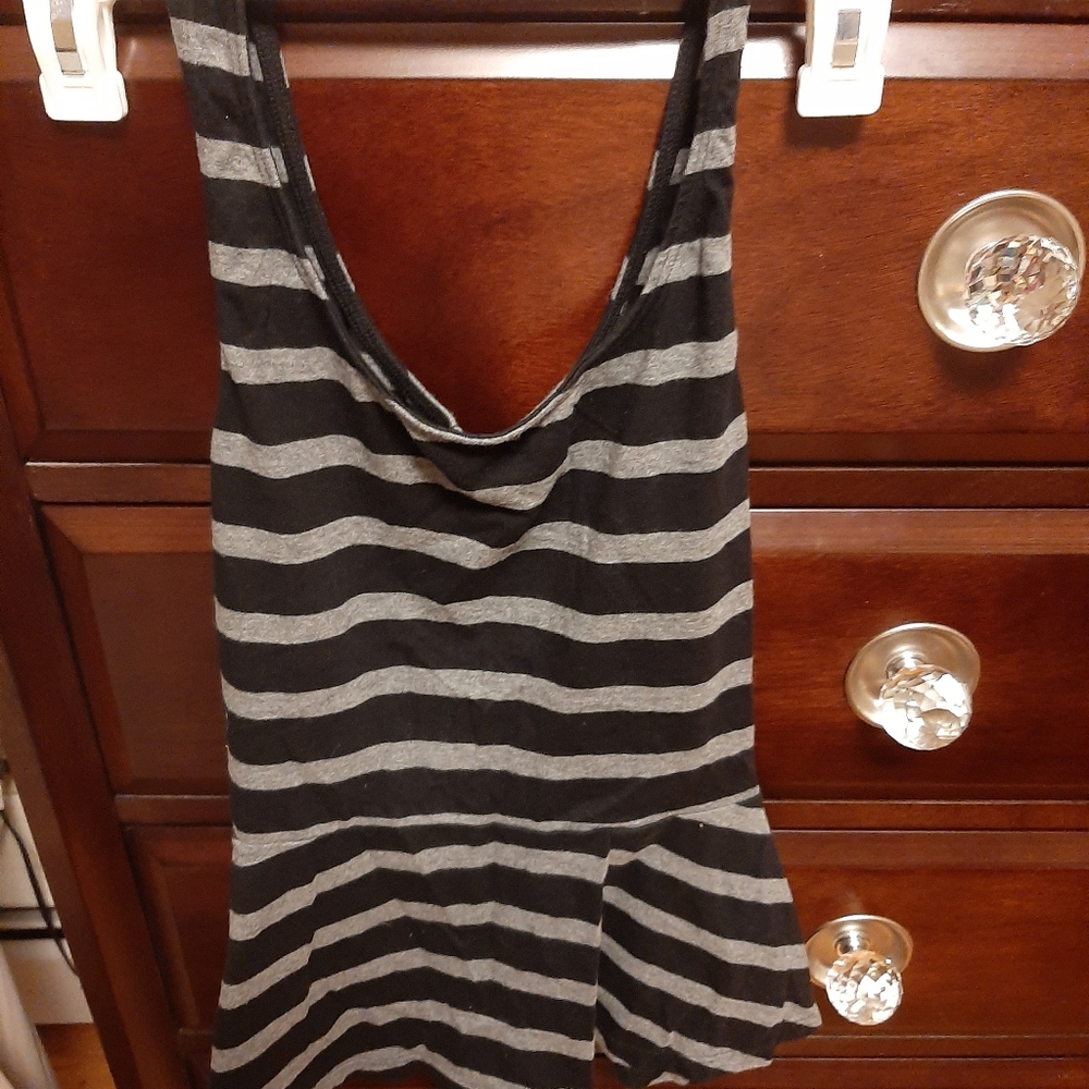 Express Striped peplume top.